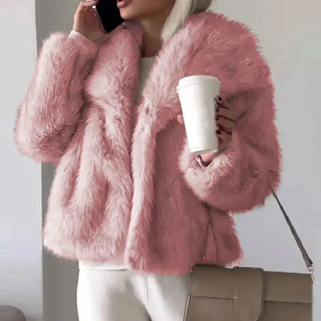 Bianca cropped open front faux fur jacket