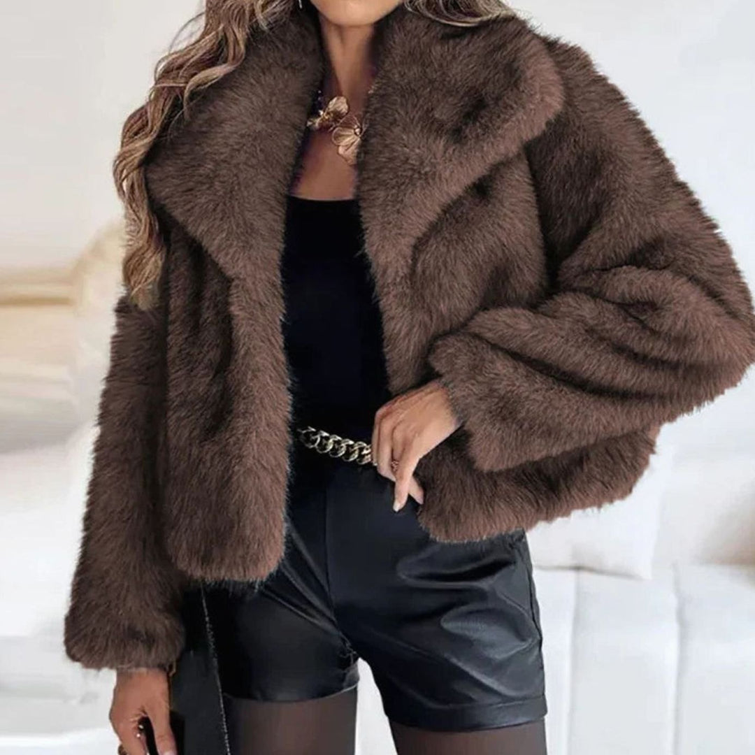 Bianca cropped open front faux fur jacket – image 3