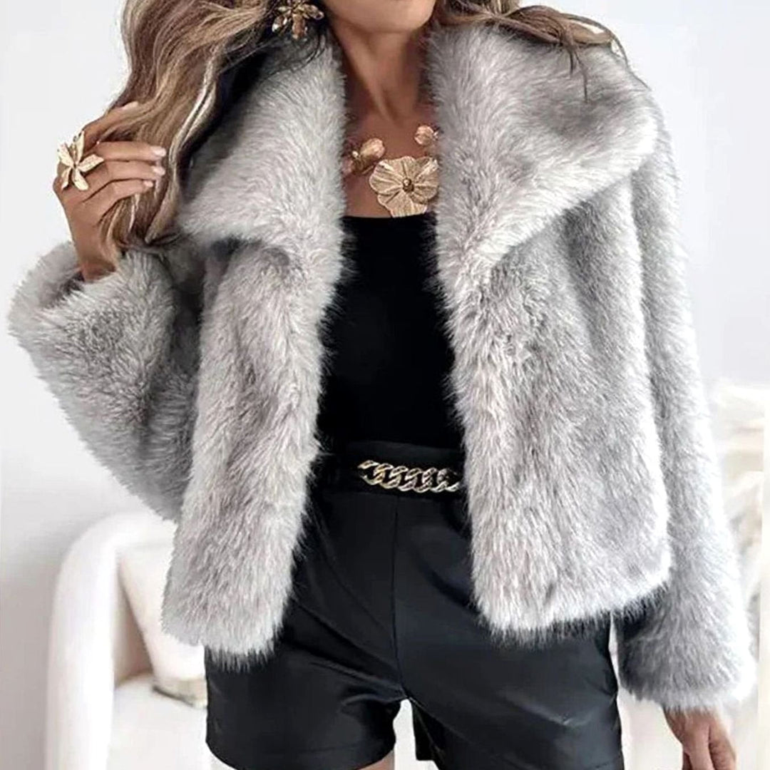 Bianca cropped open front faux fur jacket – image 5