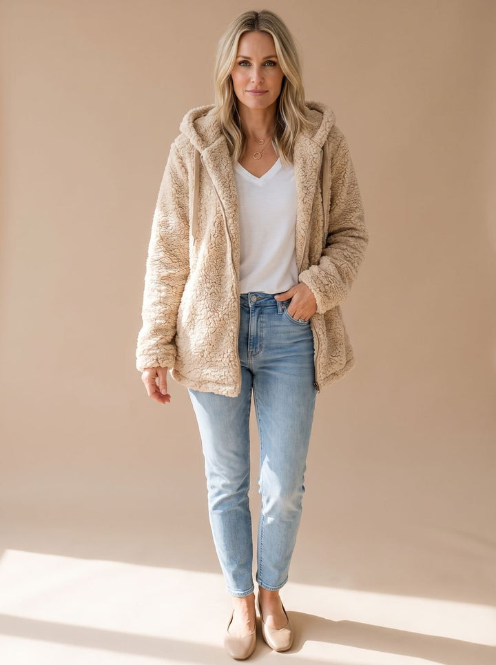 Heather oversized hooded teddy fleece coat – image 4