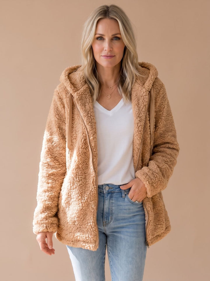 Heather oversized hooded teddy fleece coat – image 6