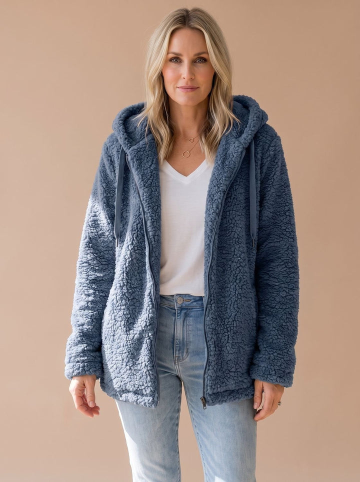 Heather oversized hooded teddy fleece coat – image 7