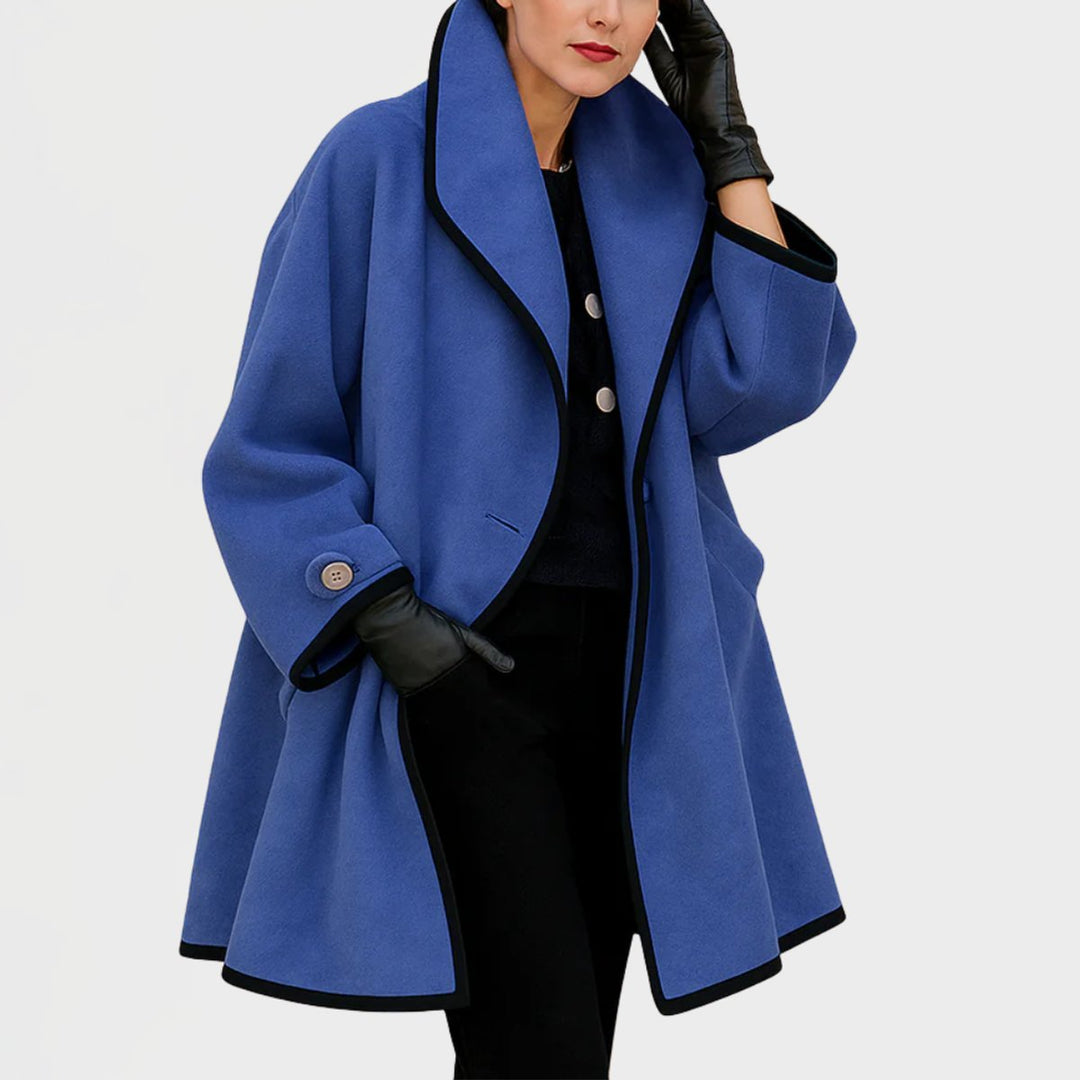 Zoe oversized swing coat with contrast trim