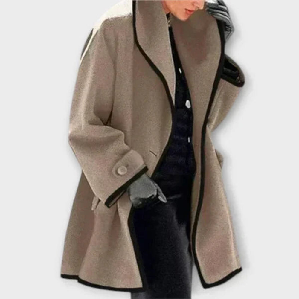 Zoe oversized swing coat with contrast trim – image 2