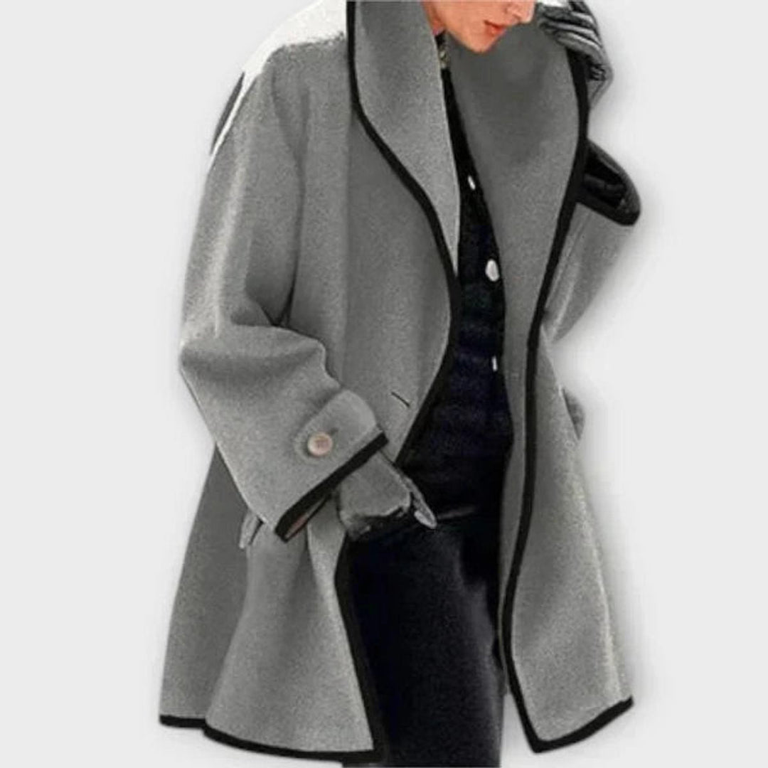 Zoe oversized swing coat with contrast trim – image 3