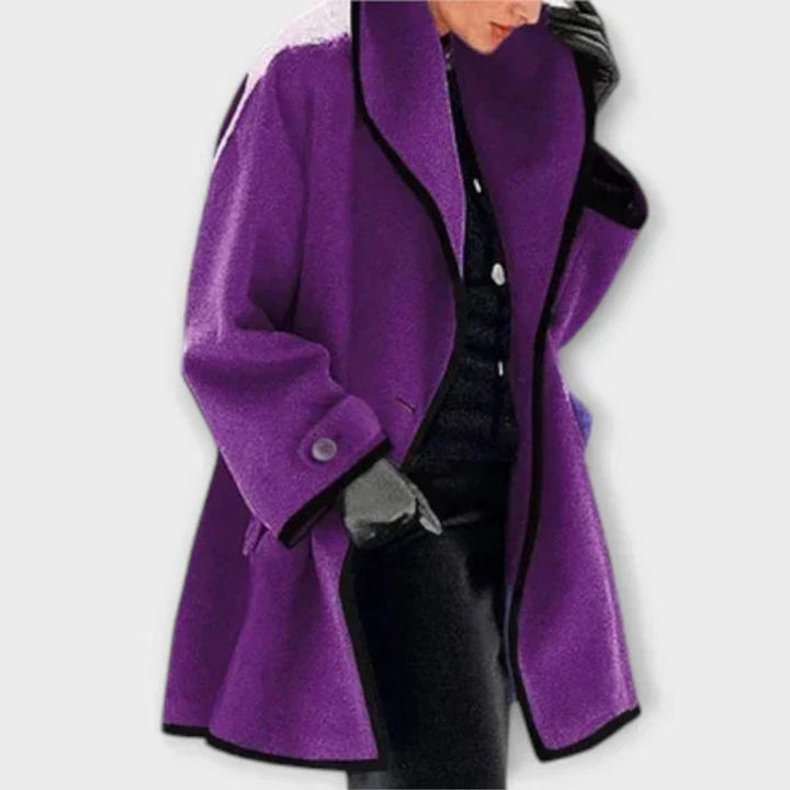 Zoe oversized swing coat with contrast trim – image 4
