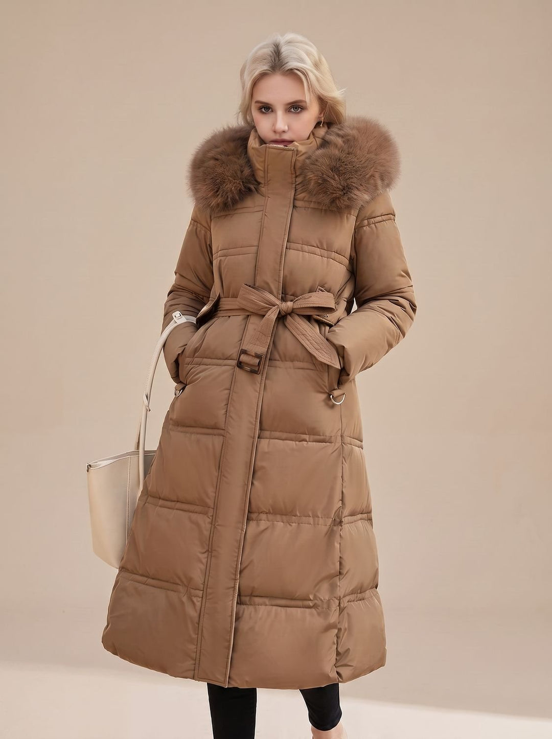Lorraine faux fur hood long puffer coat
