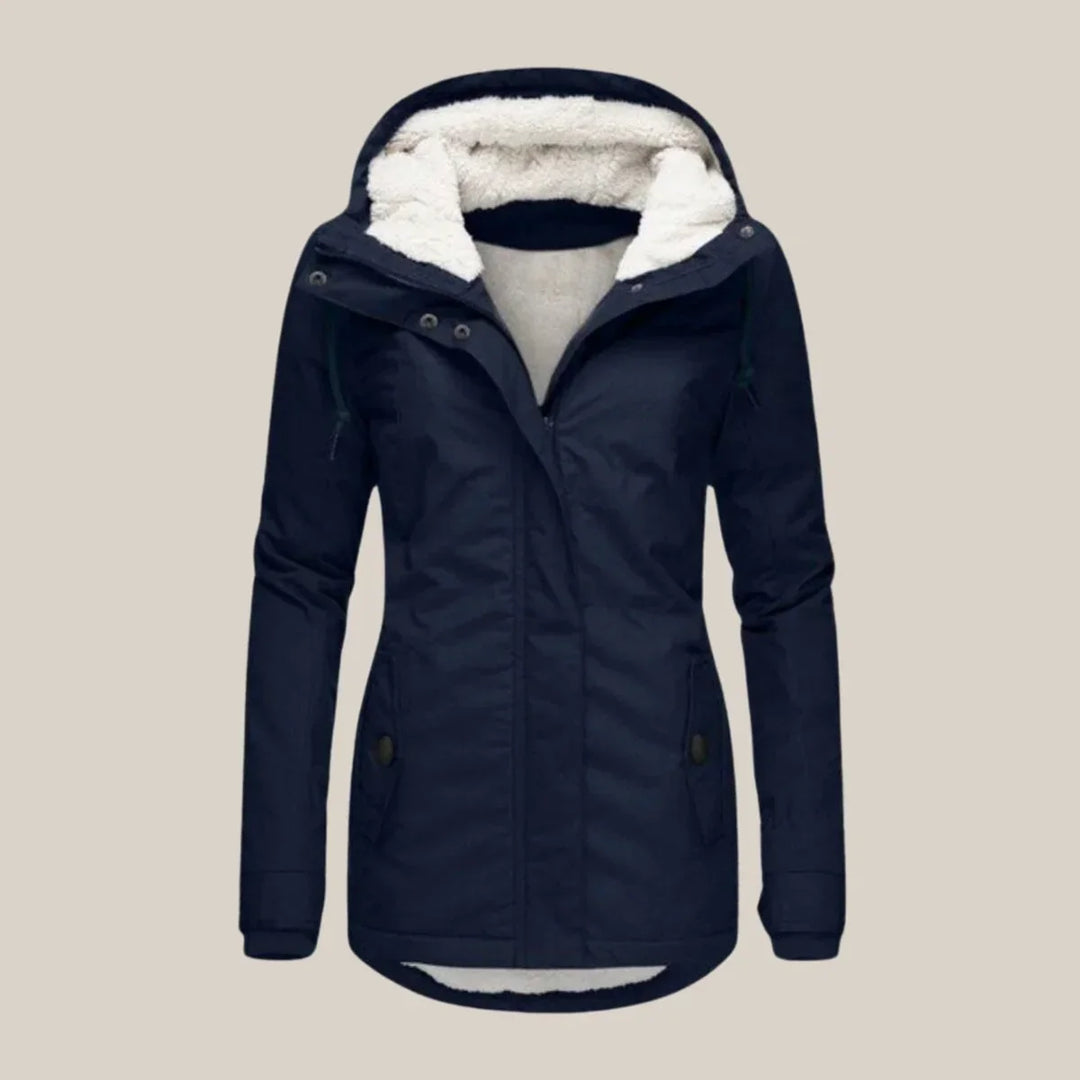 Nicole quilted winter coat with sherpa lined hood