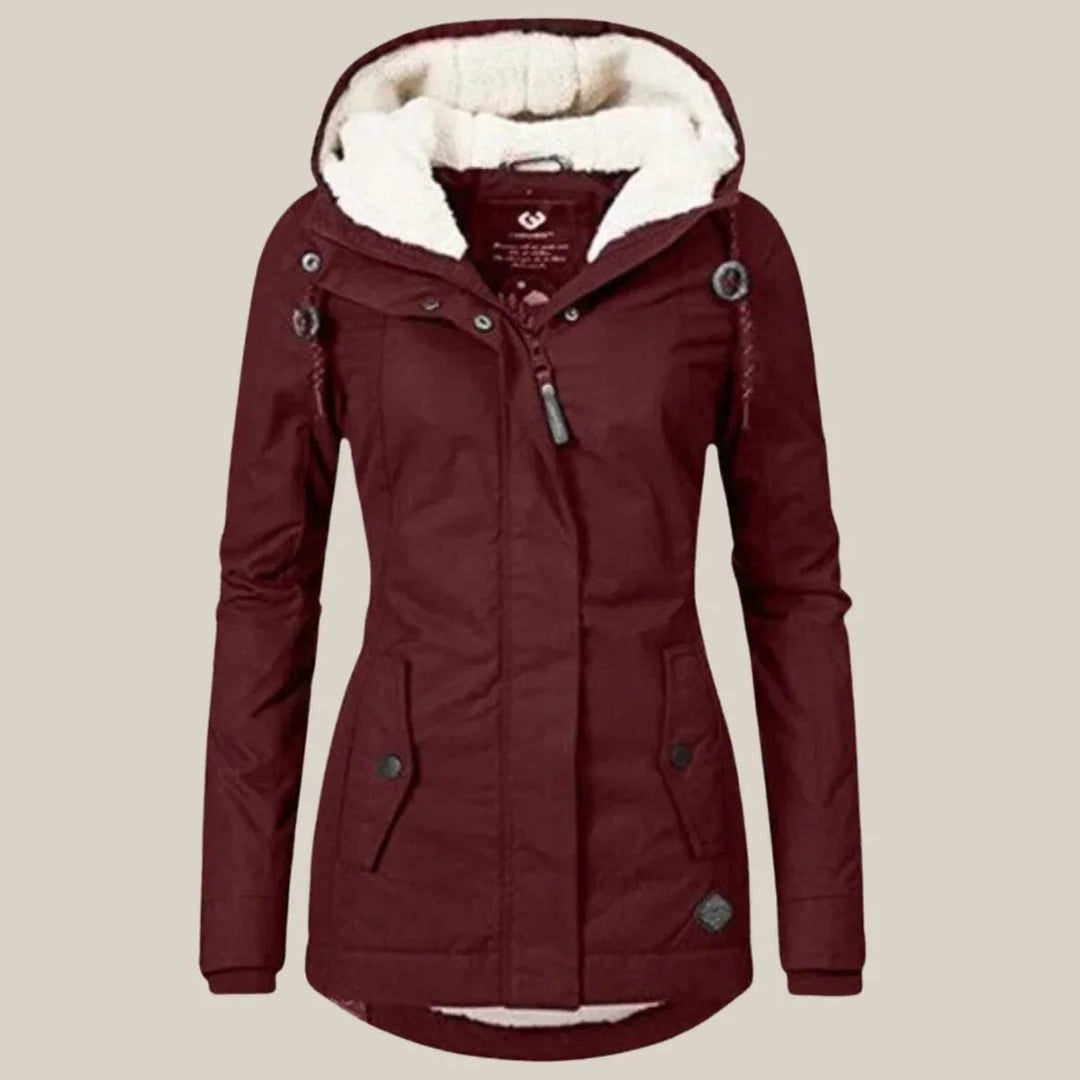 Nicole quilted winter coat with sherpa lined hood – image 10