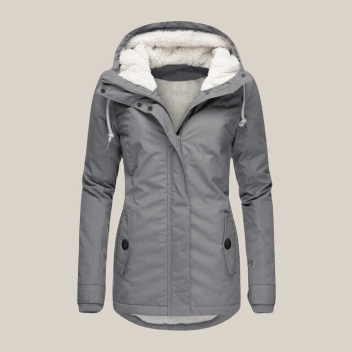 Nicole quilted winter coat with sherpa lined hood – image 2