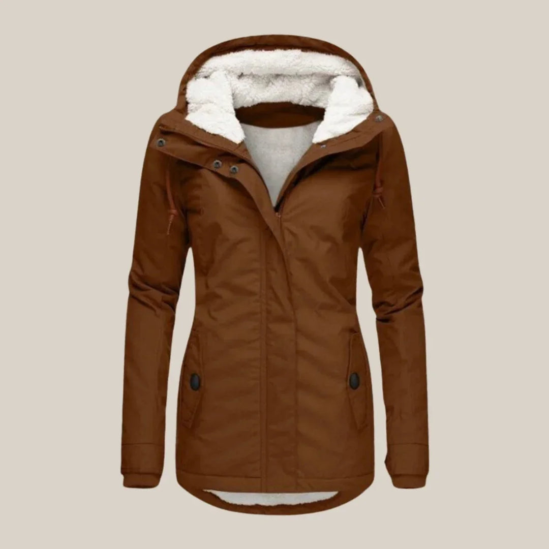 Nicole quilted winter coat with sherpa lined hood – image 6