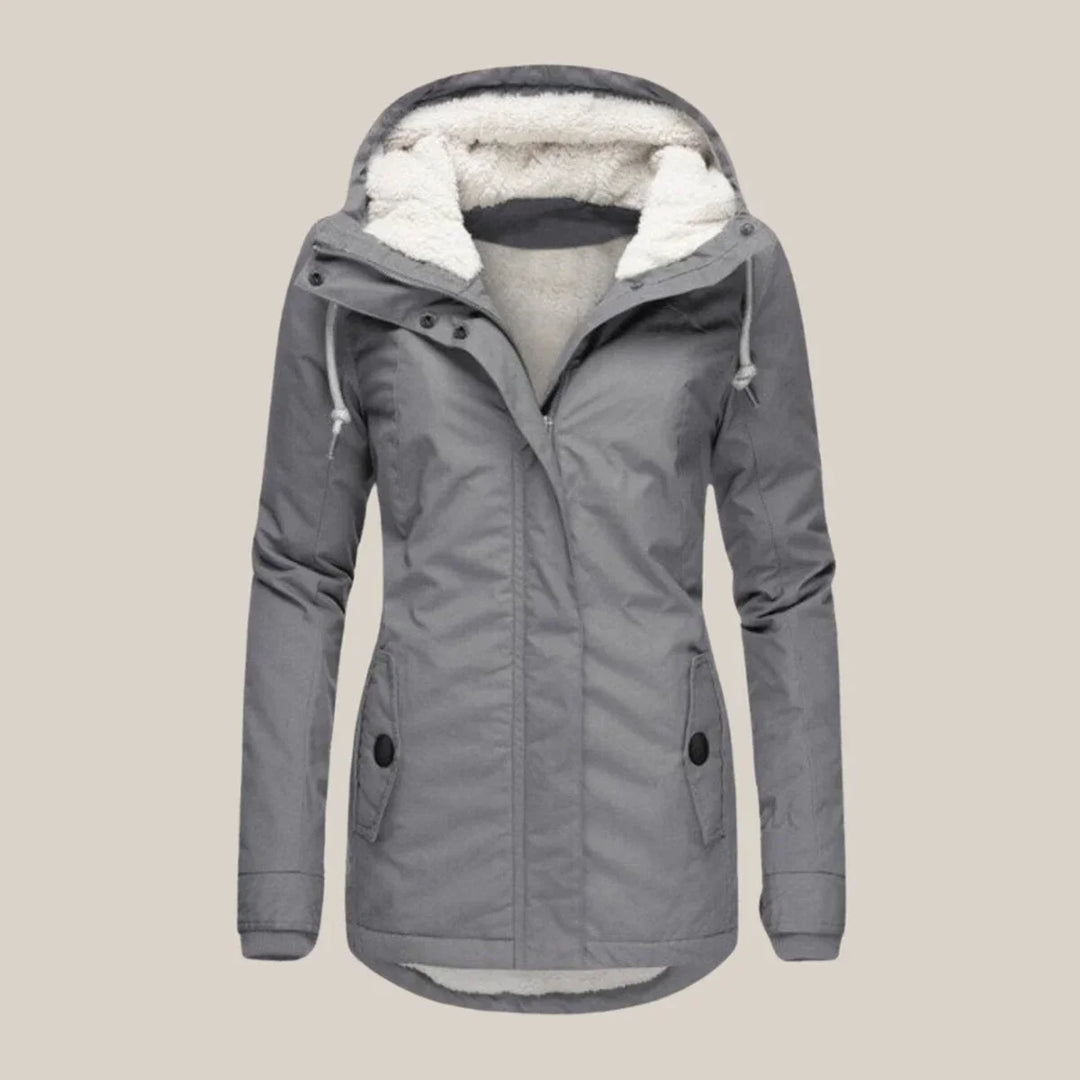 Nicole quilted winter coat with sherpa lined hood – image 7