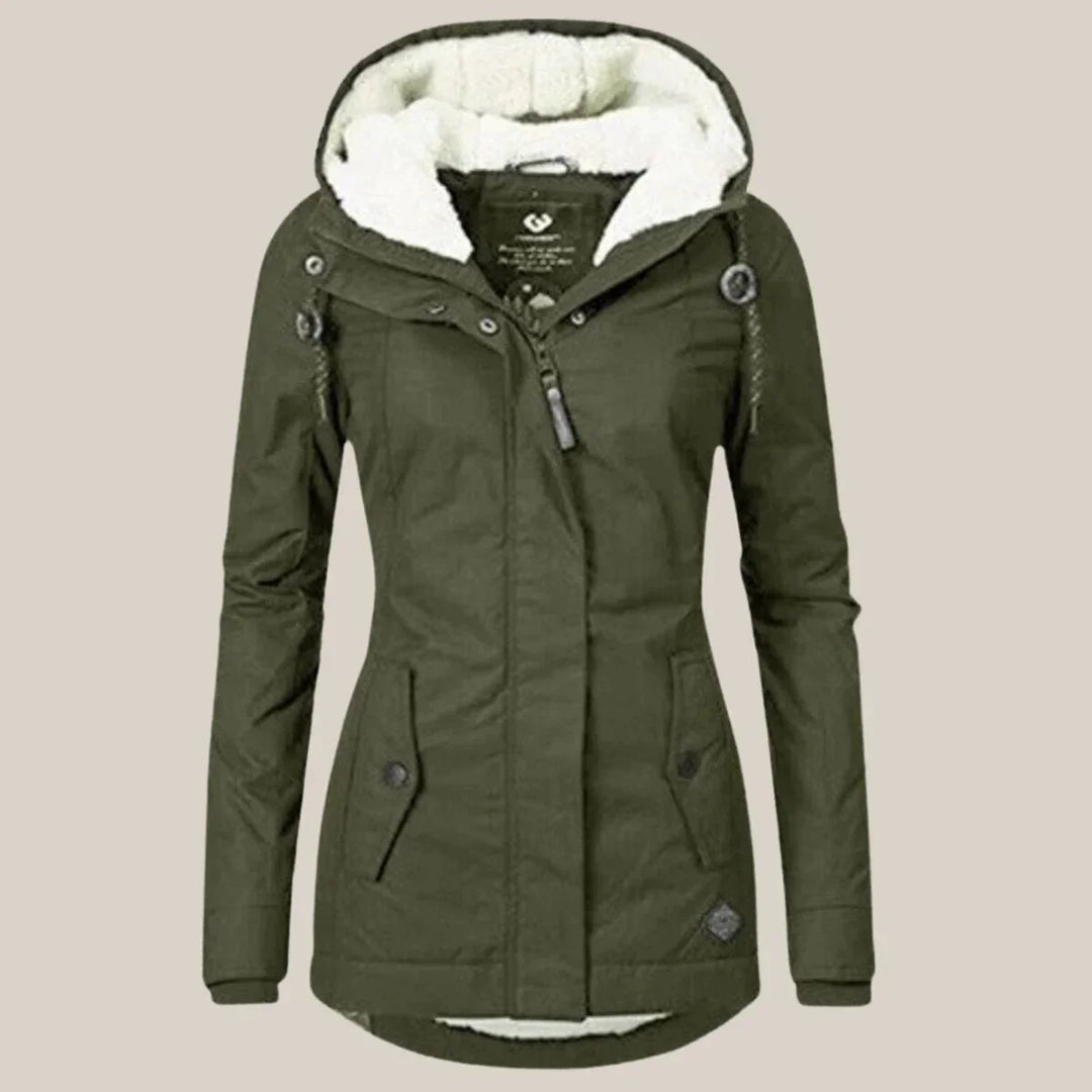 Nicole quilted winter coat with sherpa lined hood – image 9