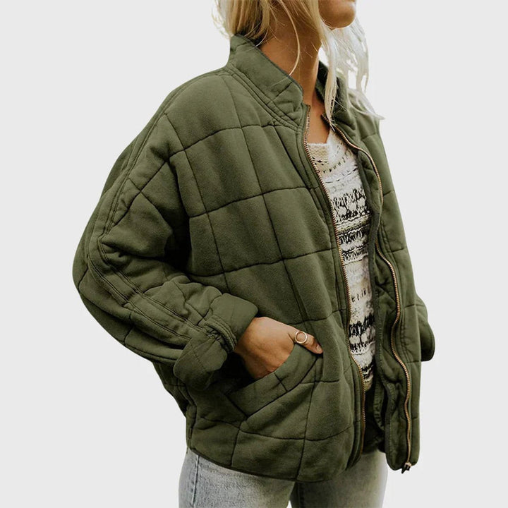 Lydia quilted stand collar zip up puffer coat