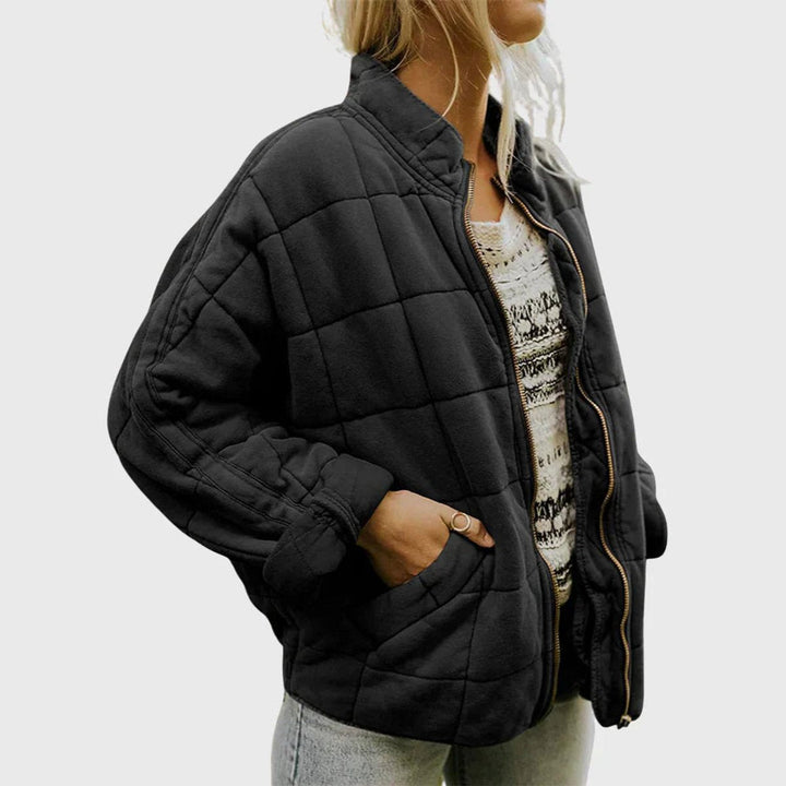 Lydia quilted stand collar zip up puffer coat – image 2