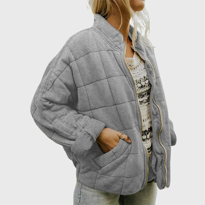 Lydia quilted stand collar zip up puffer coat – image 3