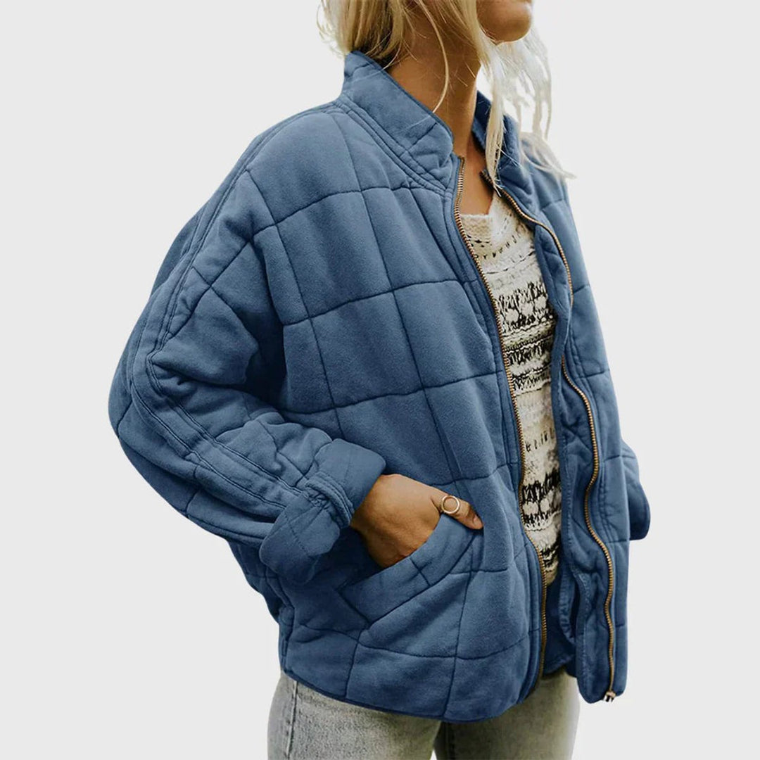 Lydia quilted stand collar zip up puffer coat – image 4