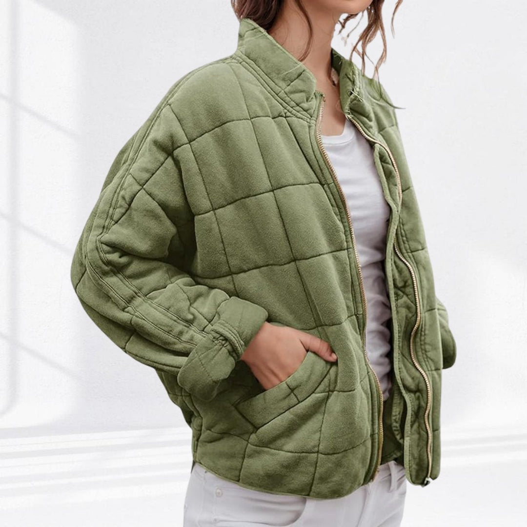 Lydia quilted stand collar zip up puffer coat – image 6