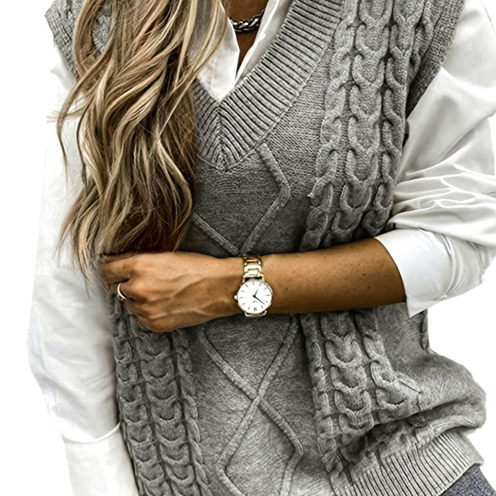 Lucy cable knit V neck sweater vest