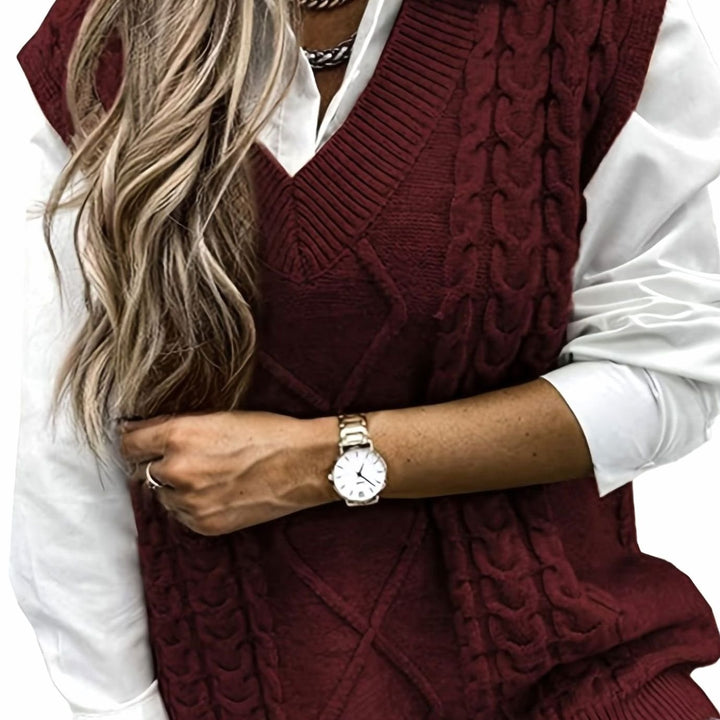 Lucy cable knit V neck sweater vest – image 4