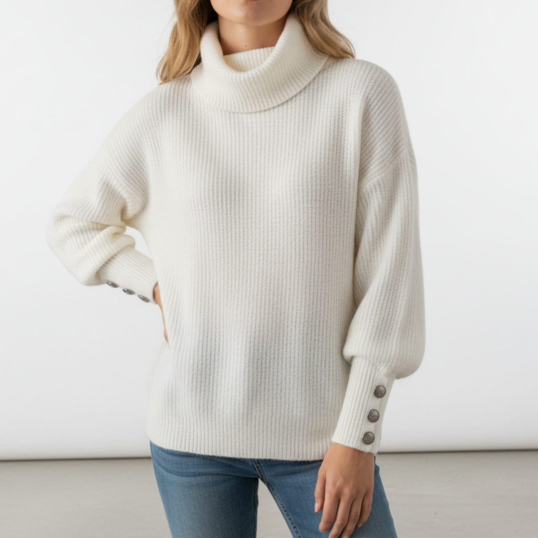 Skylar ribbed turtleneck sweater with button cuffs – image 5