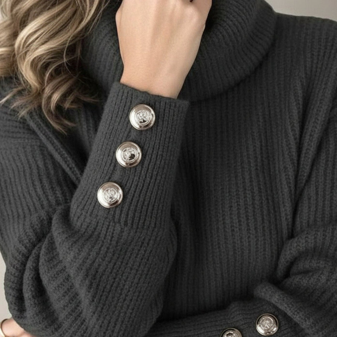 Skylar ribbed turtleneck sweater with button cuffs – image 8