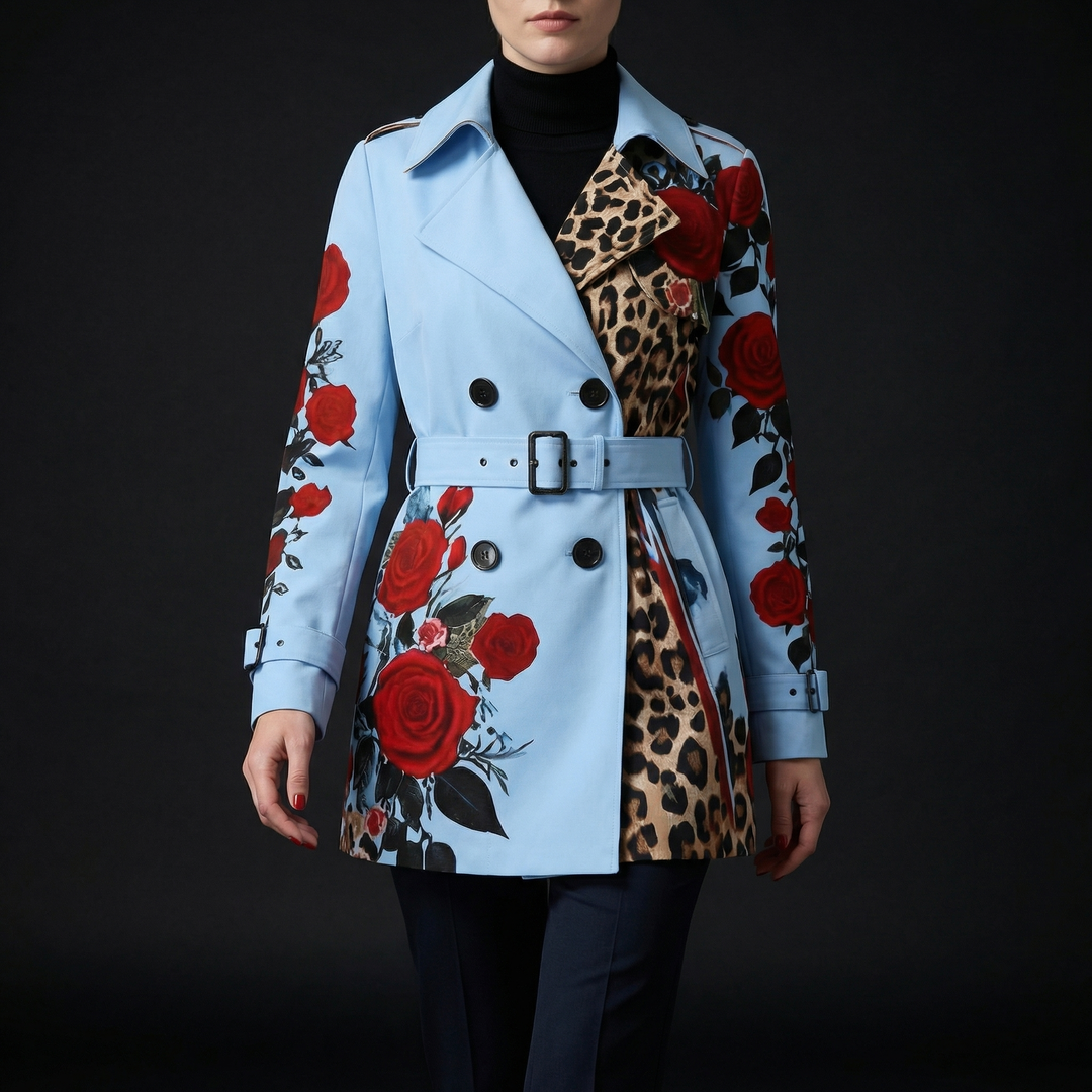 Renata rose print tailored coat – image 8