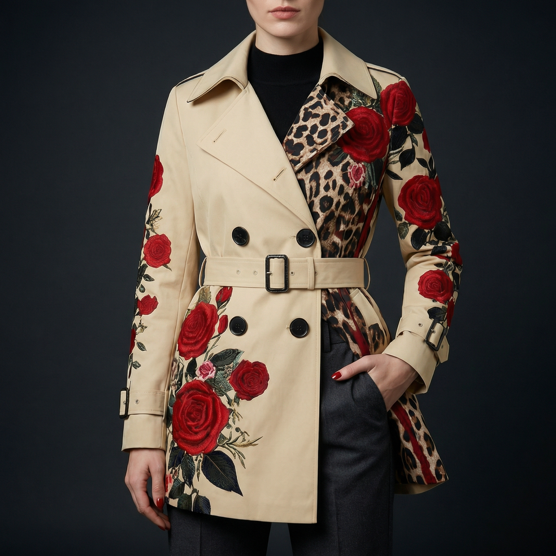 Renata rose print tailored coat – image 9