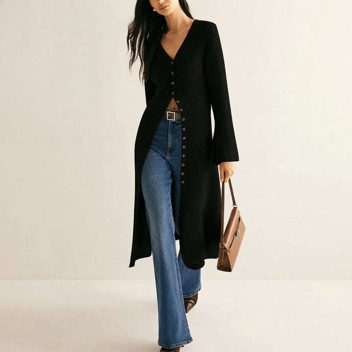 Eleanor longline V neck button front cardigan – image 3