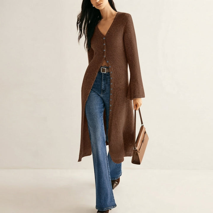 Eleanor longline V neck button front cardigan – image 4