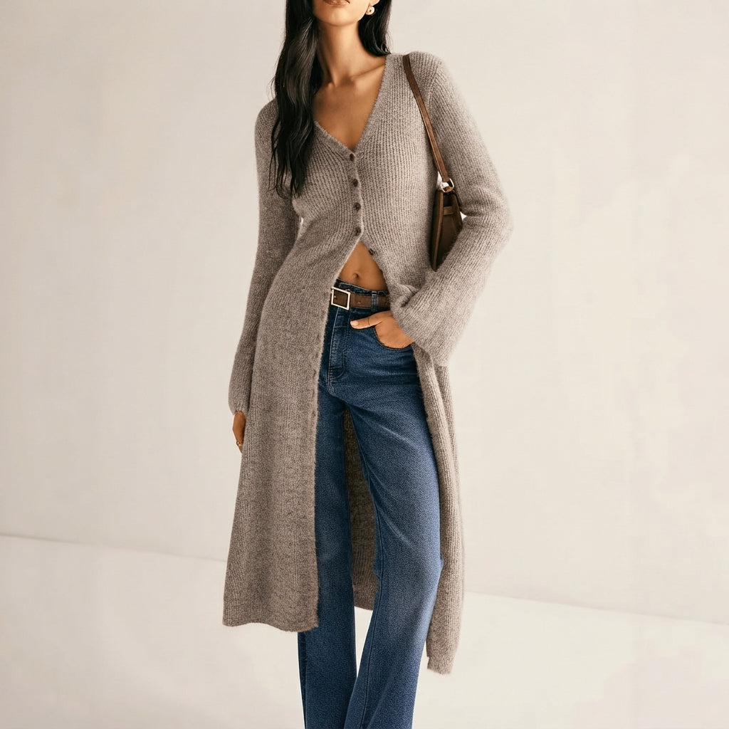 Eleanor longline V neck button front cardigan – image 9