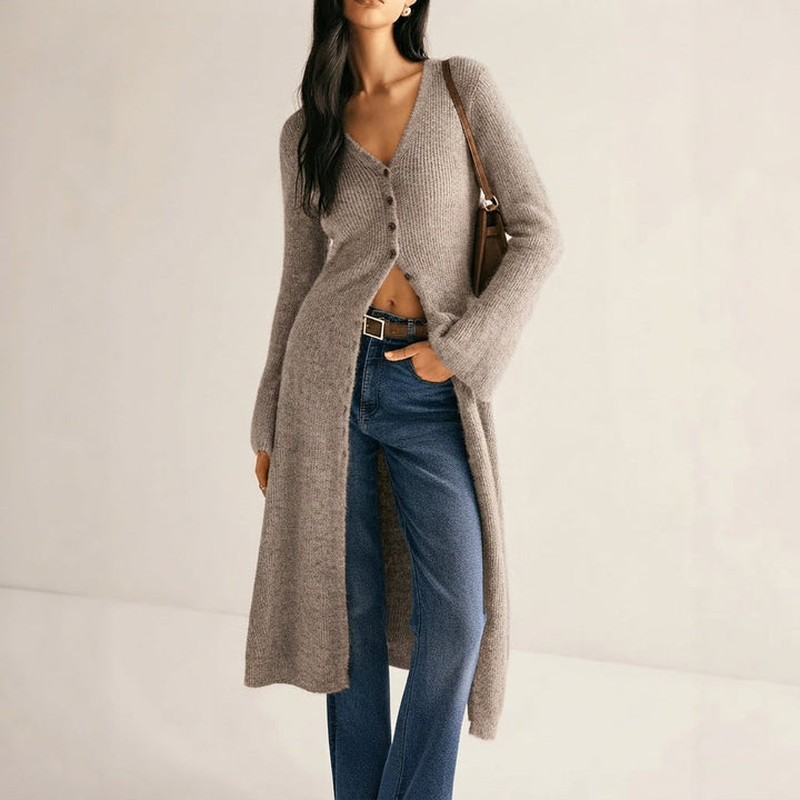 Eleanor longline V neck button front cardigan – image 9
