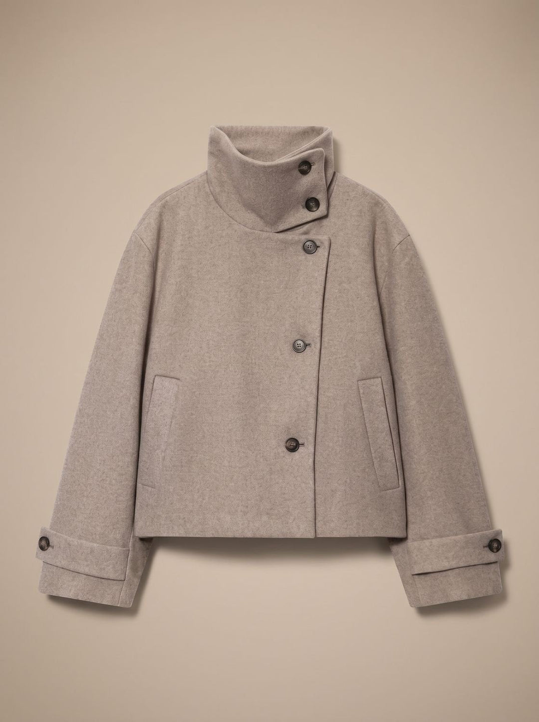 Yvonne stand collar wool blend short coat