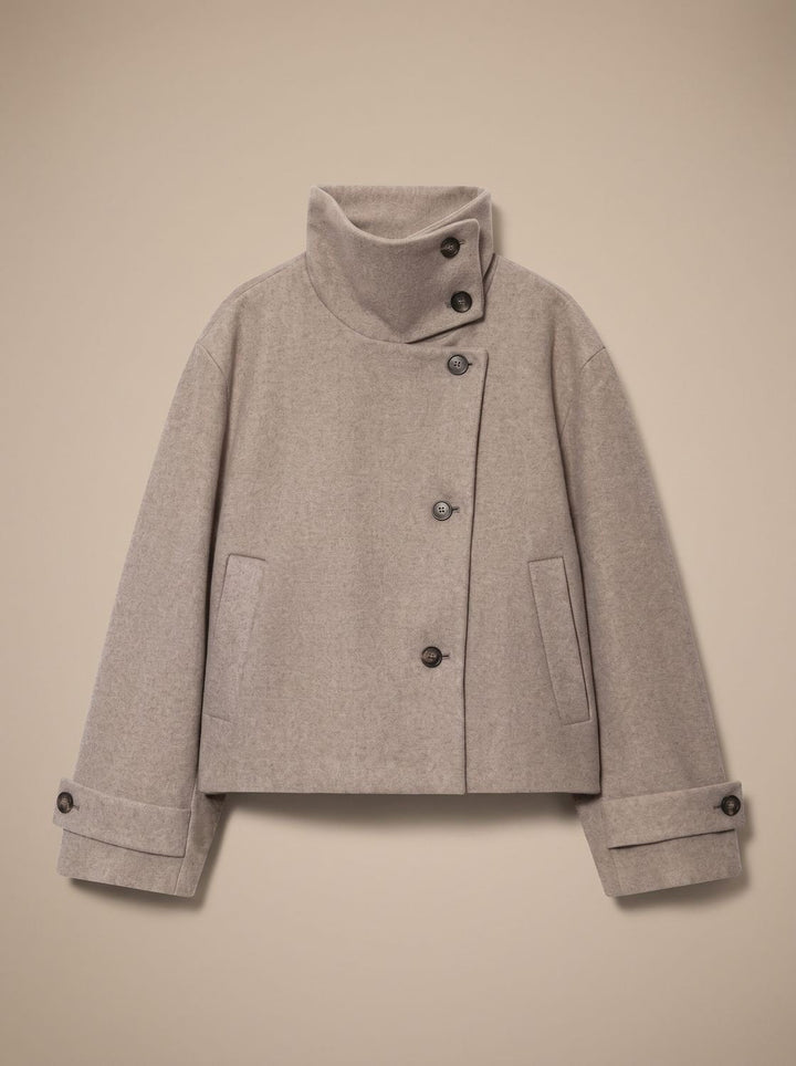 Yvonne stand collar wool blend short coat