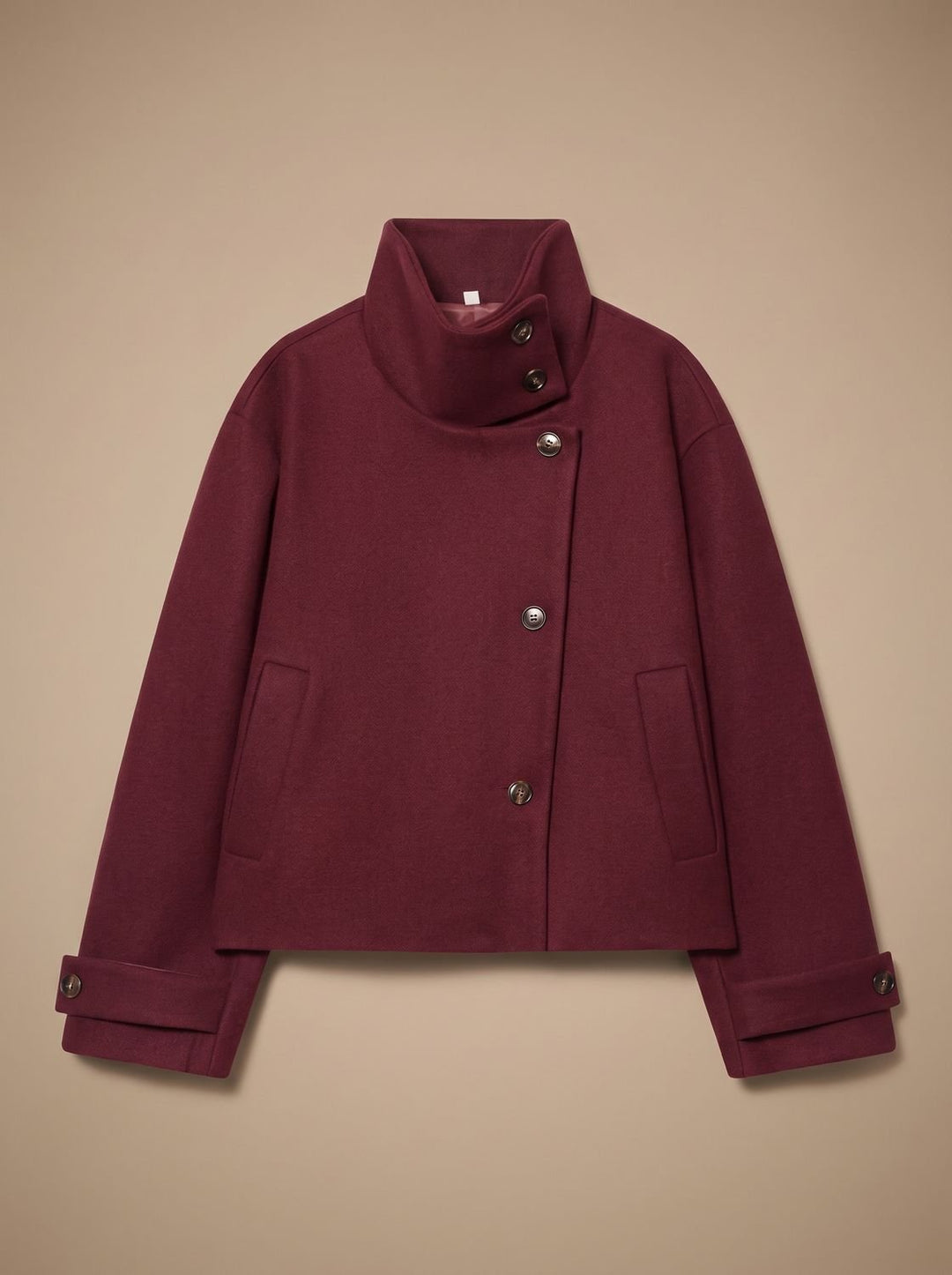 Yvonne stand collar wool blend short coat – image 3