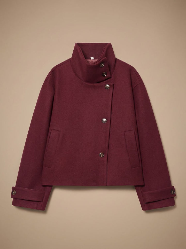 Yvonne stand collar wool blend short coat – image 3