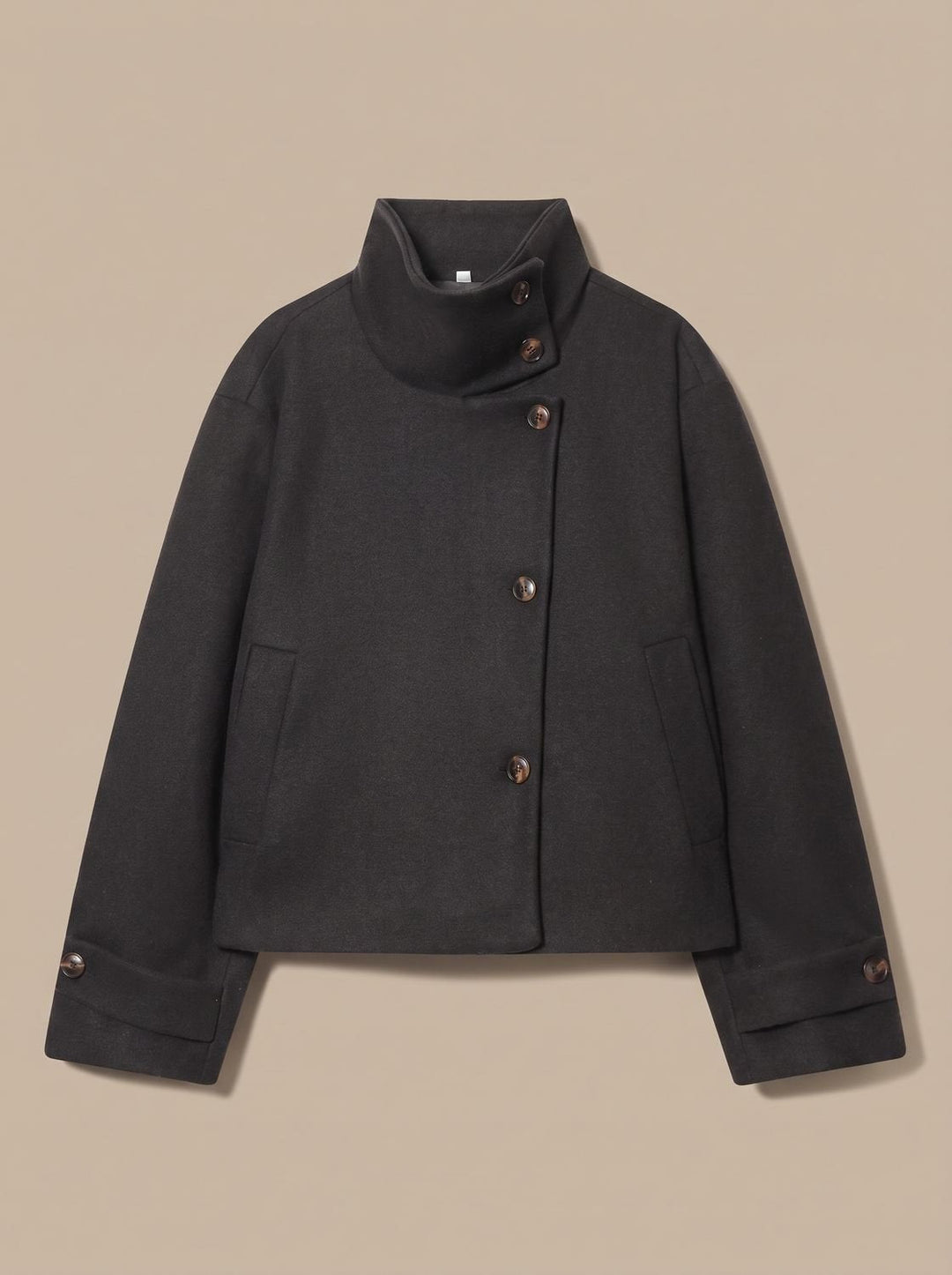 Yvonne stand collar wool blend short coat – image 4