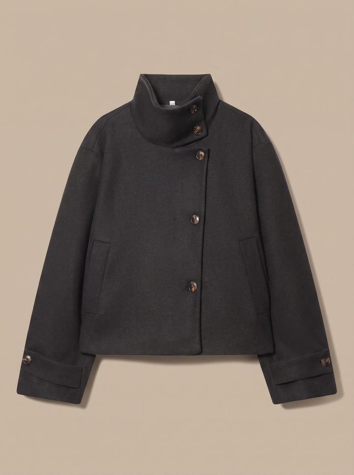 Yvonne stand collar wool blend short coat – image 4