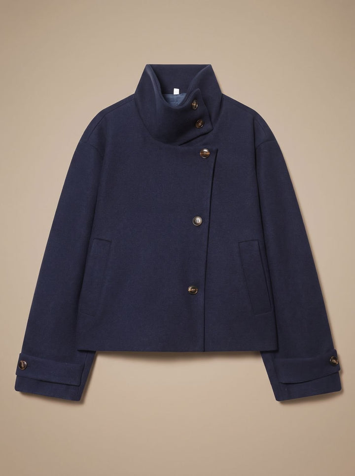 Yvonne stand collar wool blend short coat – image 5