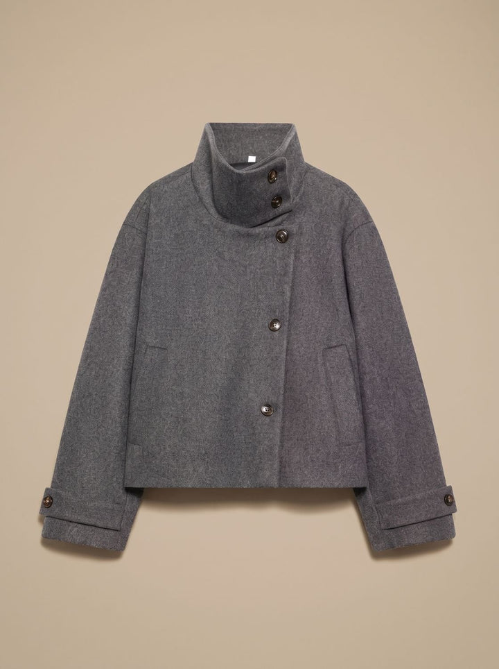 Yvonne stand collar wool blend short coat – image 6