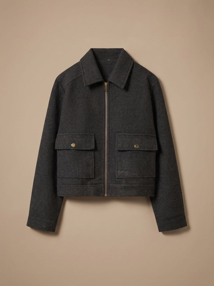 Yvonne stand collar wool blend short coat – image 7