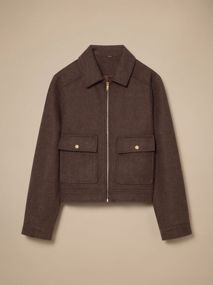 Yvonne stand collar wool blend short coat – image 9