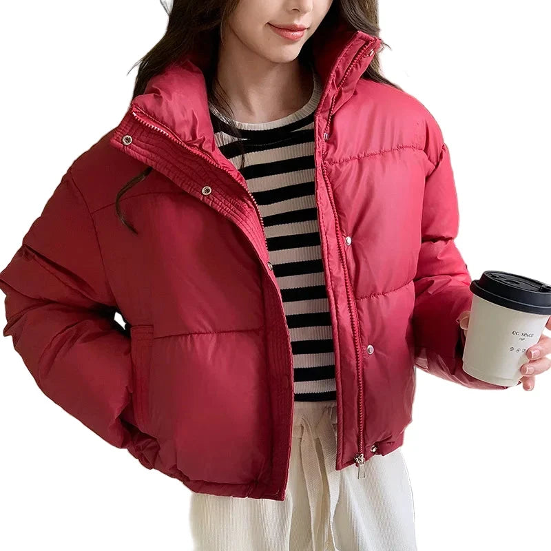 Naomi cropped puffer jacket with stand collar