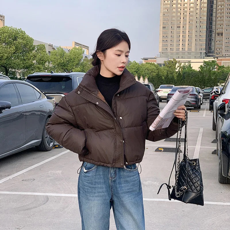 Naomi cropped puffer jacket with stand collar – image 2