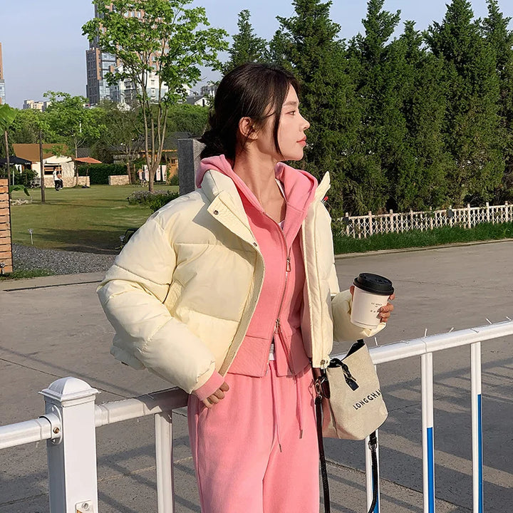 Naomi cropped puffer jacket with stand collar – image 4