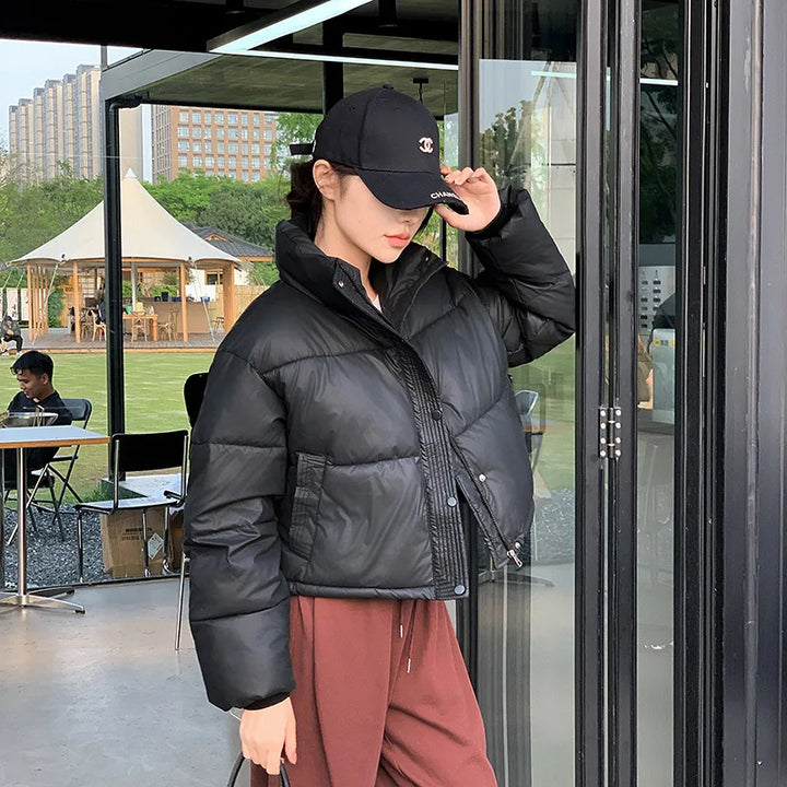 Naomi cropped puffer jacket with stand collar – image 5