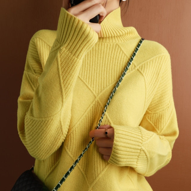 Evangelina fine knit winter turtleneck sweater