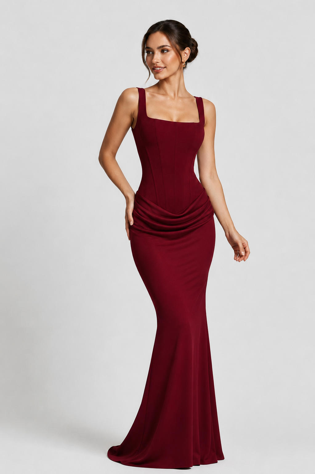 Serena corset maxi dress with draped waist – image 3