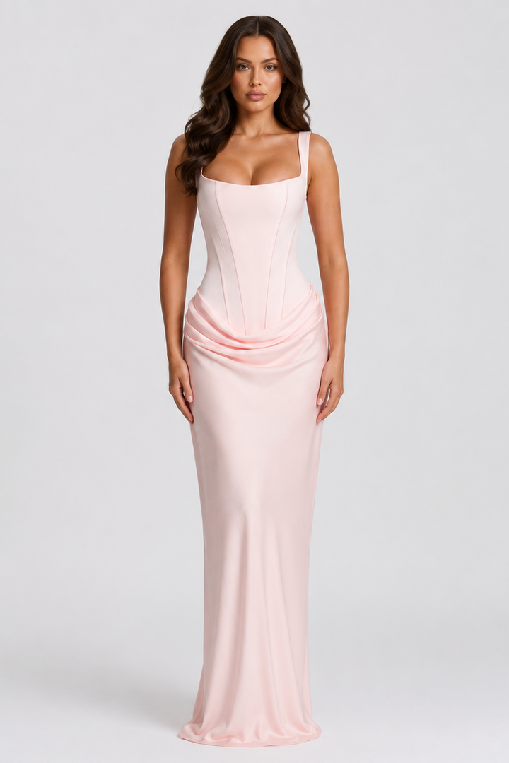 Serena corset maxi dress with draped waist – image 7