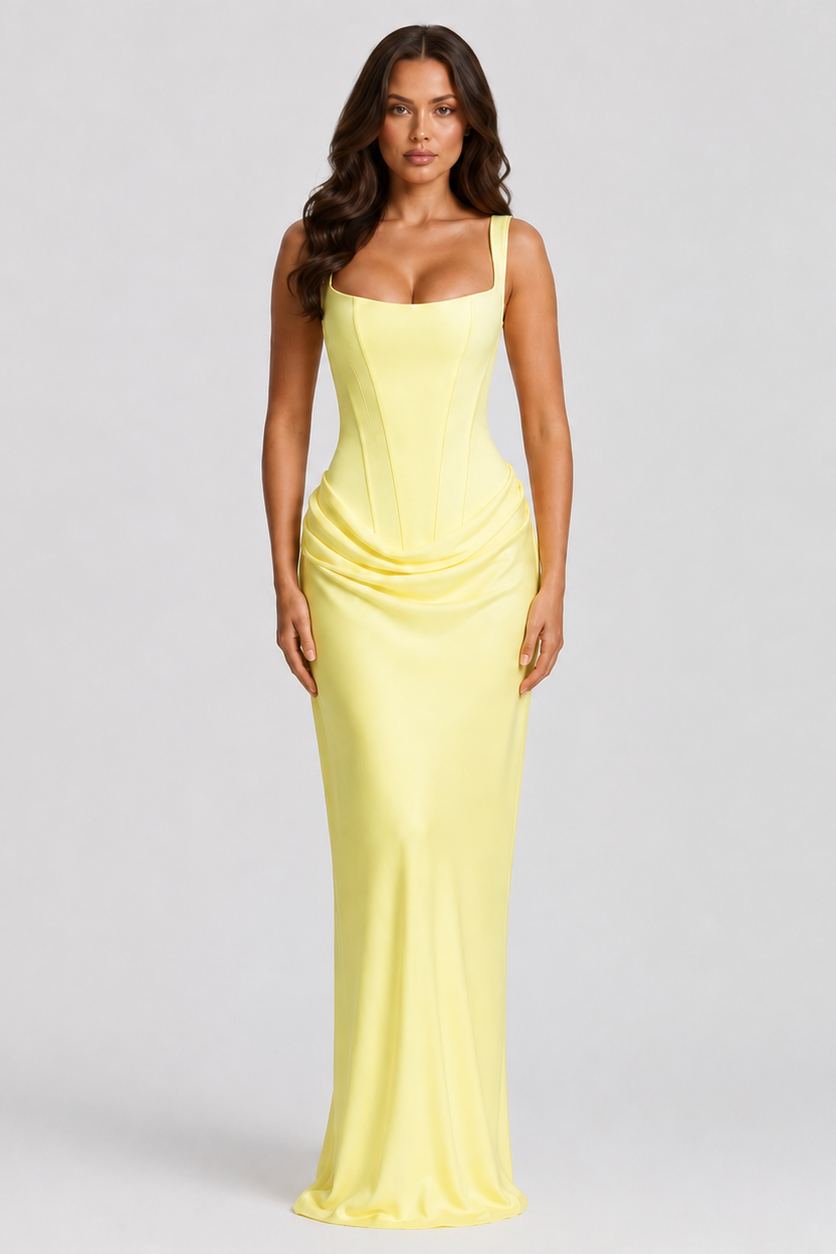Serena corset maxi dress with draped waist – image 9